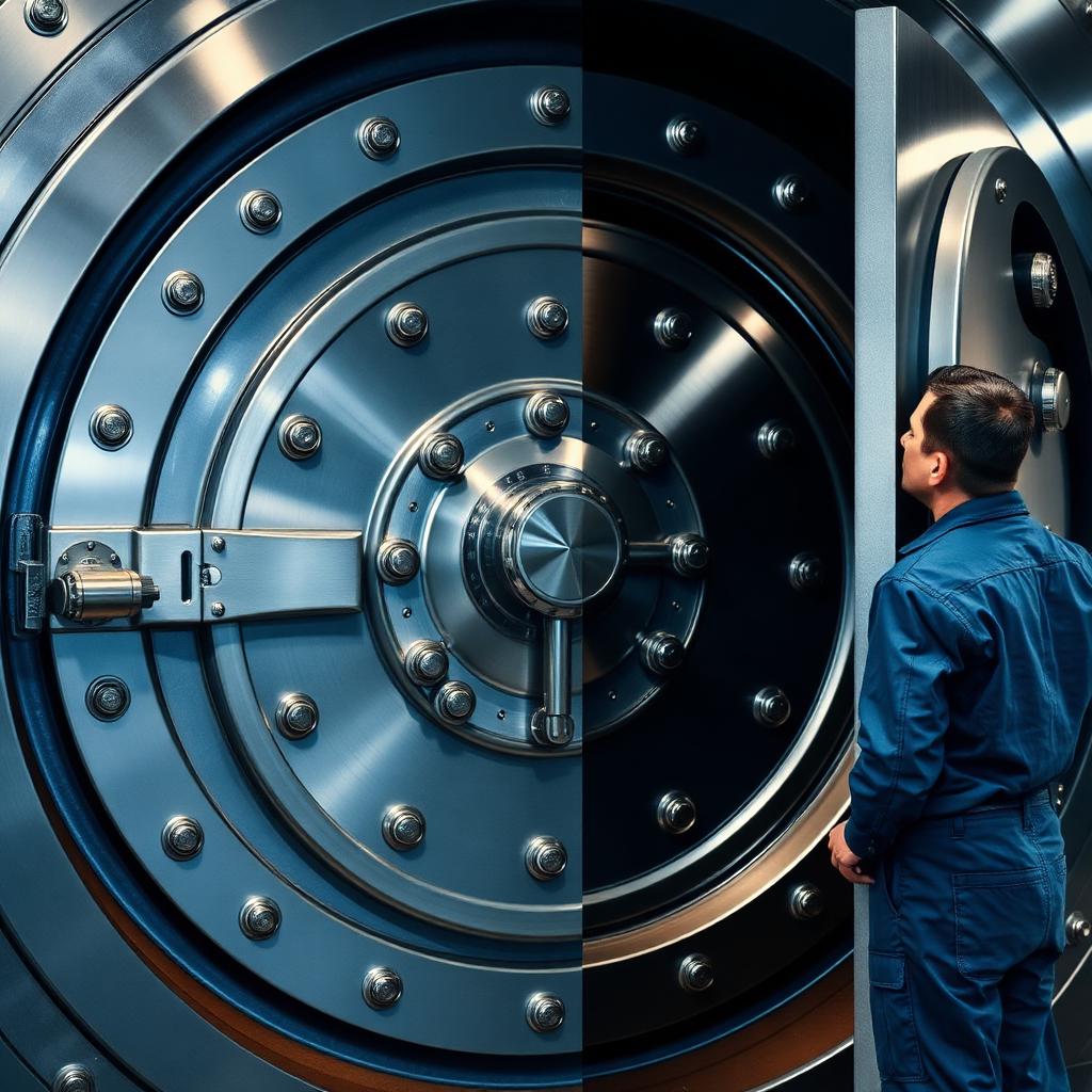 Vault door boltwork and hinge service for financial clients.